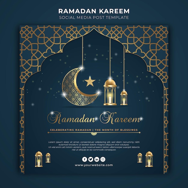 Vector ramadan kareem traditionele islamitische maand facebook of instagram post sjabloon