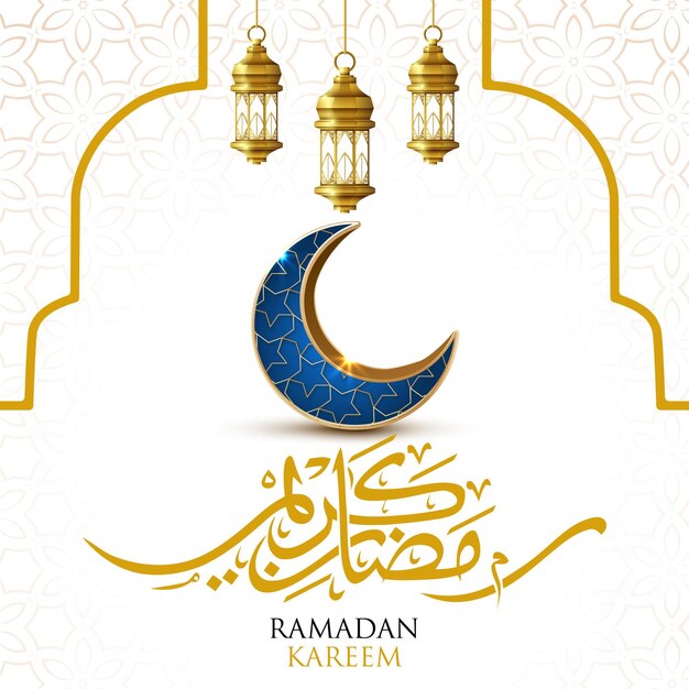 Vector vector ramadan kareem with crescent moon gold luxurious crescent template islamic ornate element