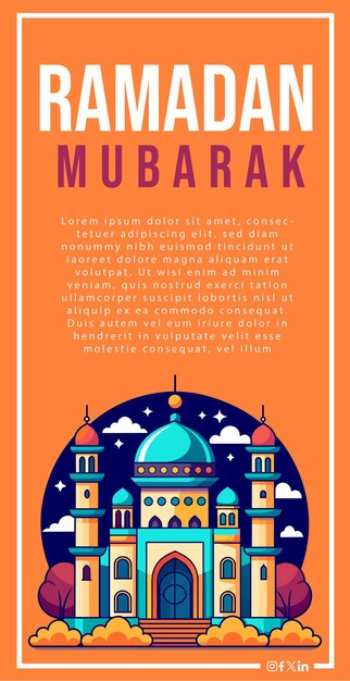 Vettore ramadan mubarak post template testo modificabile