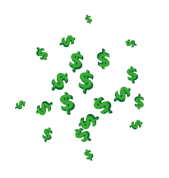 Vector vector random 3d dollar on white background