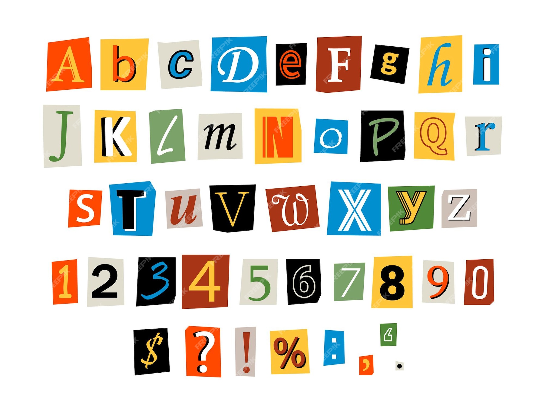 Premium Vector | Vector ransom font letters numbers and punctuation ...