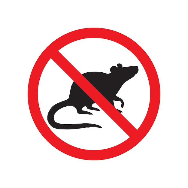 Vector rat mouse silhouette crossed in red circle