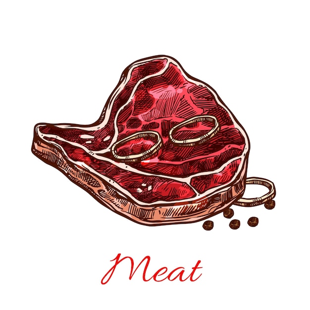 Vector vector raw fresh meat icon for butchery shop