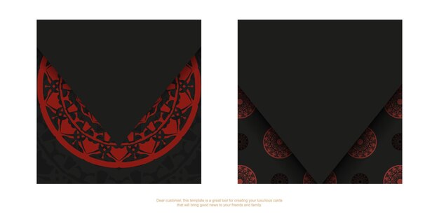 Vector ready to print postcard design black colors with greek patterns. vector template of invitation card with a place for your text and luxury ornaments.