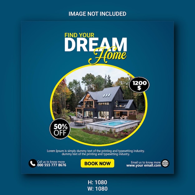 Vector real estate house property instagram post or square web banner template.