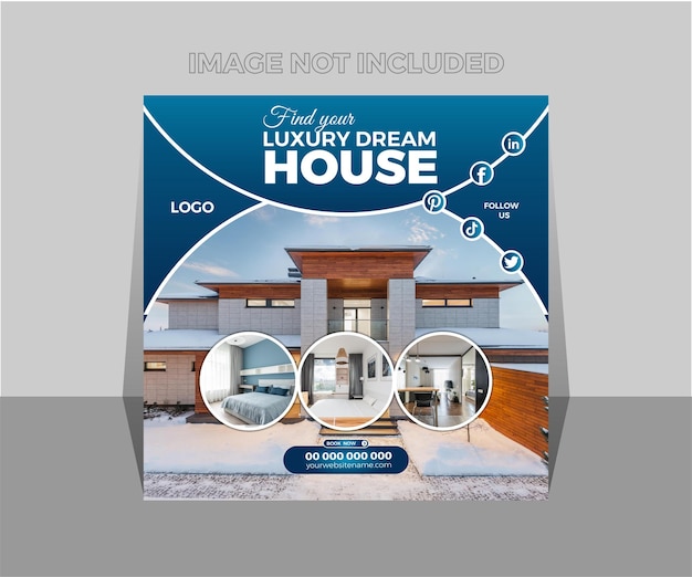 Vector real estate house social media Instagram post or web banner template