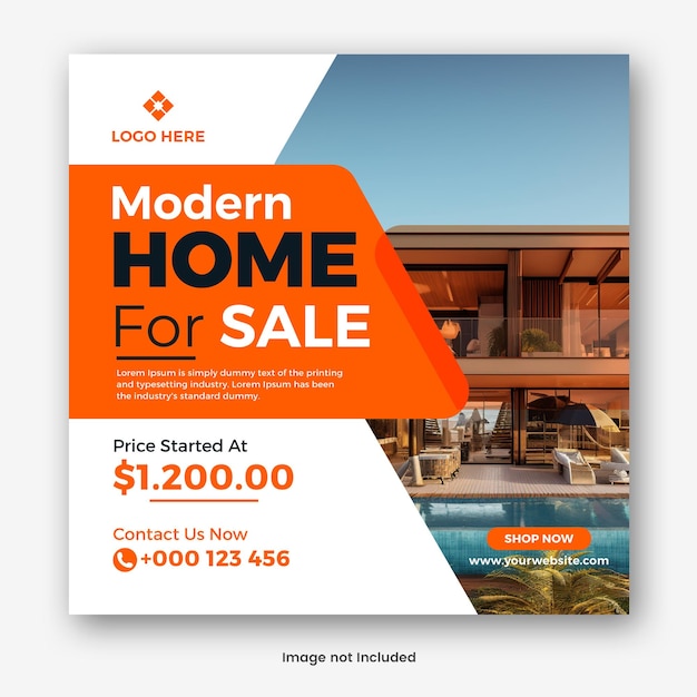 Vector Real estate house social media post or square banner template