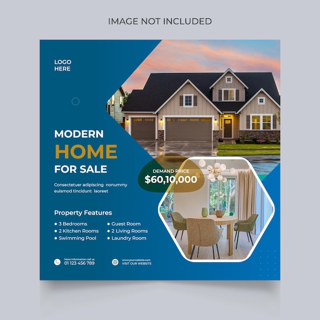 Vector real estate modern house banner template and social media post design