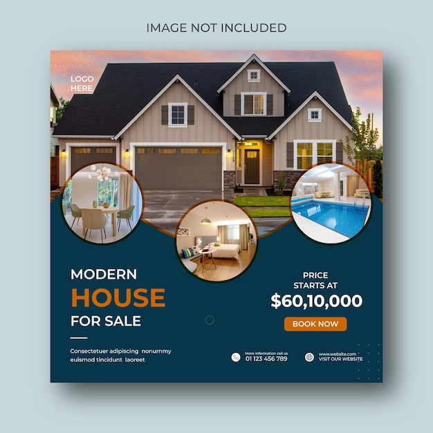 Vector real estate modern house property social media banner template or instagram post