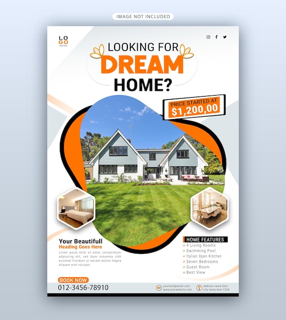 Vector vector real estate poster with photo