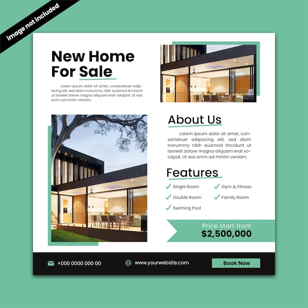 vector real estate property instagram post template promotional post