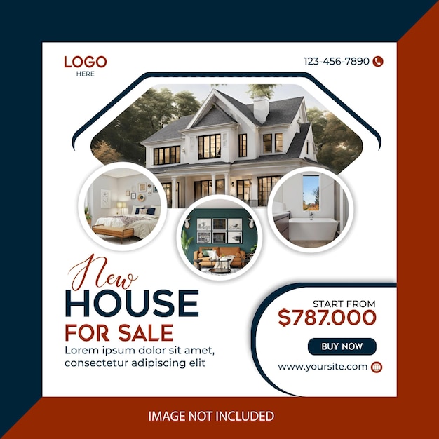 vector real estate square social media post house promotion banner template