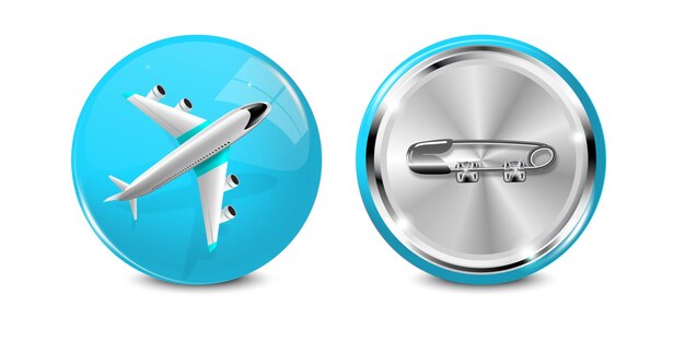 Vector realistic 3d airplane icon A simple symbolic illustration of aviation on the icon Icon front and rear view