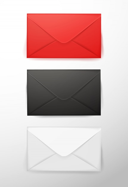 Vector realistic 3d envelope post letter cover set