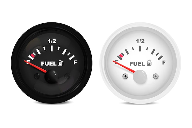 Vector realistic 3D set of fuel level indicators in the car