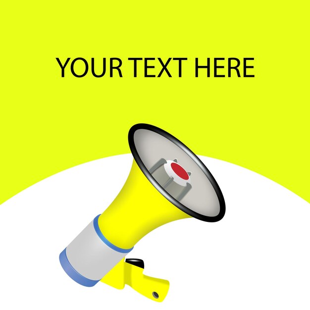 Vector Realistic 3d Simple megaphone with a speech bubble on a yellowred background Design Template Banner Web Speaker's sign Announcement The Concept Of Attention