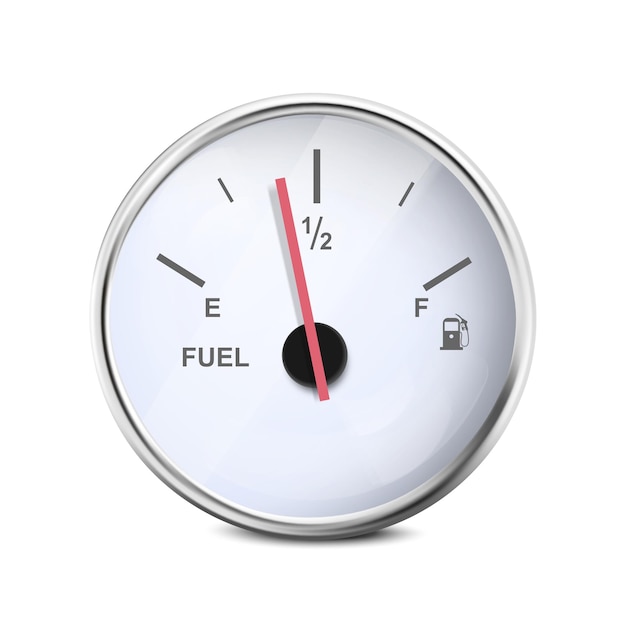 Vector realistic 3d white car fuel gauge