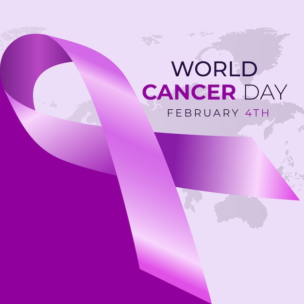 Vector realistic 4 February world cancer day poster or banner background