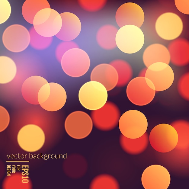 Vector realistic abstract background with blurred defocused bokeh lights