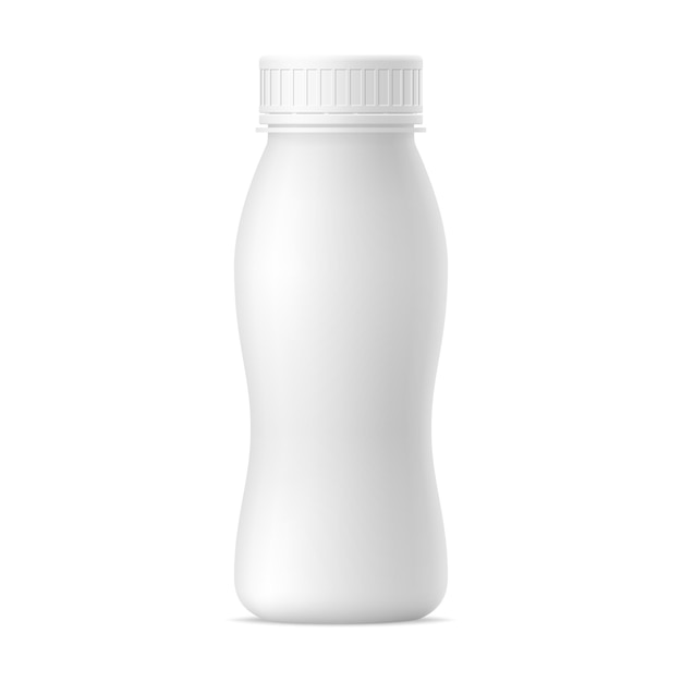 Vector vector realistic bottle of yogurt milk plastic bottle on white background