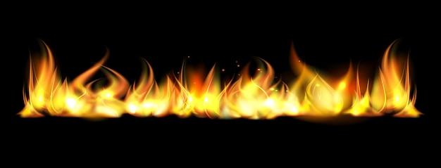 Vector vector realistic burning fire flames