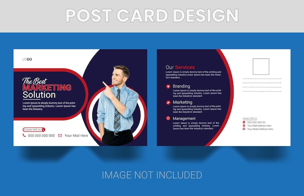 Vector realistic business postcard greeting card template premium design