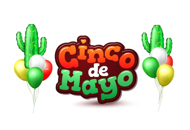 Mongolfiere realistiche di vettore del cactus cinco de mayo holiday