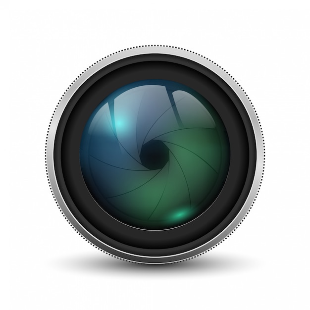 Vector realistic camera photo lens with shutter