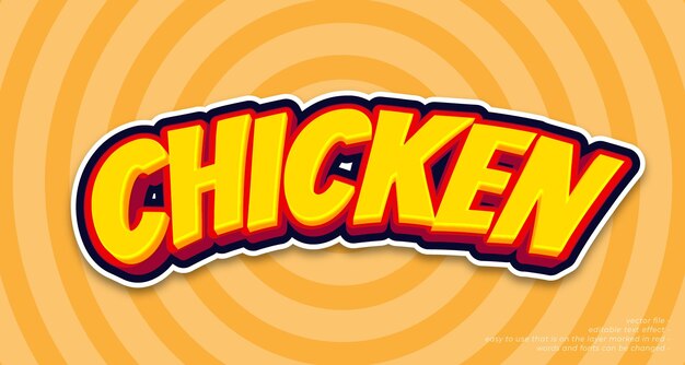 Vector vector realistic chicken 3d bold text effect