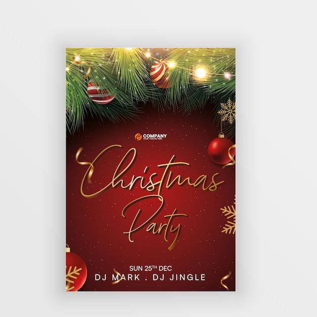 vector realistic christmas party poster template