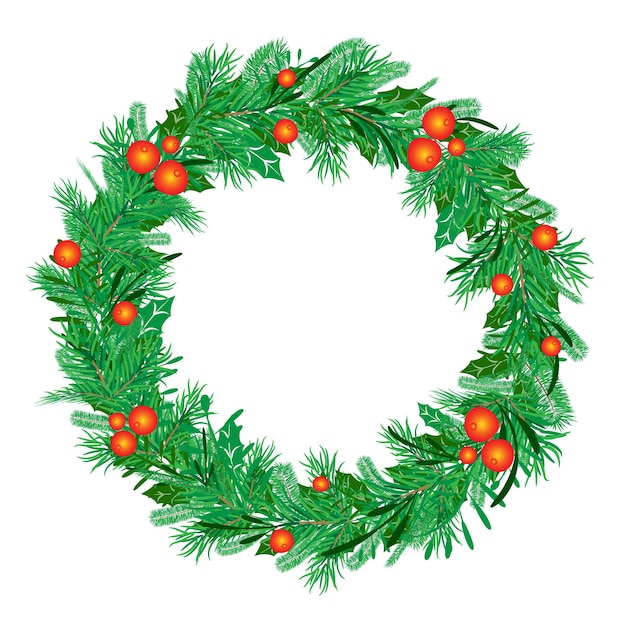 ベクトル現実的なクリスマス リース テンプレート