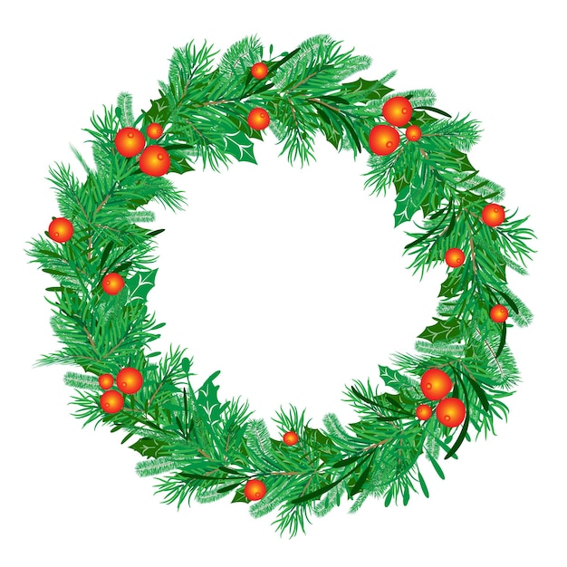 Vector realistic christmas wreath template