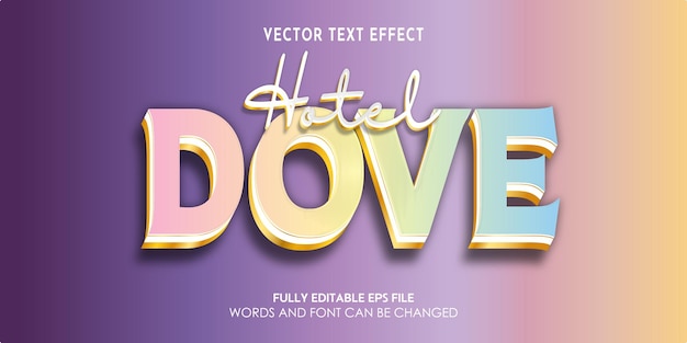 Vector realistic dove 3d bold text effect