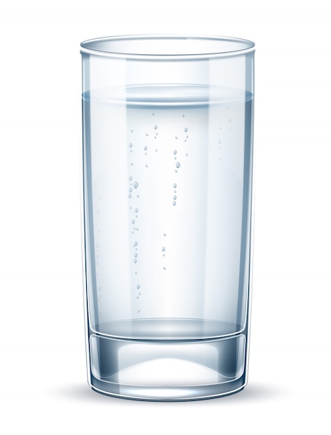 Vector vector realistic empty glass with sparkling water