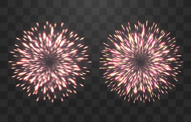 Vector vector realistic fireworks isolated on png