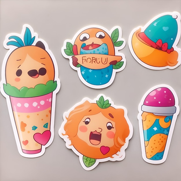 vector realistic funny and cute sticker collection