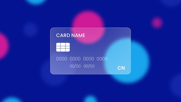 Vector realistic glass effect credit card cashless payment concept realistic glass morphism effect