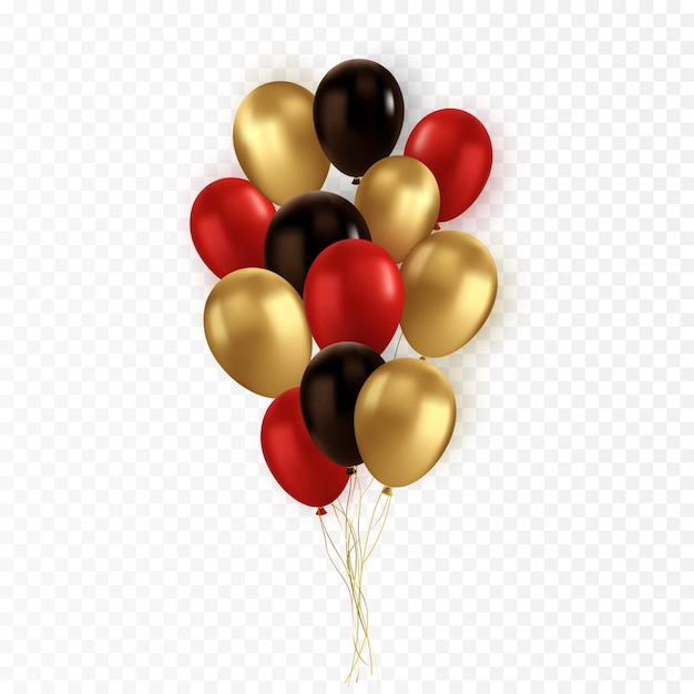 Vector vector realistic gold red black balloon on transparent background