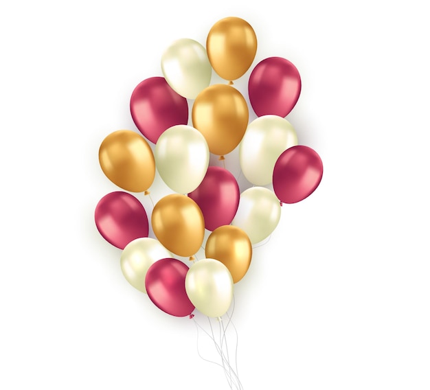 Vector realistic gold red black balloon on transparent background