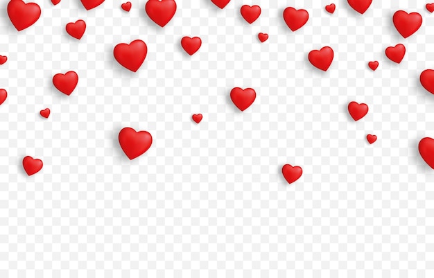 Vector vector realistic hearts png hearts on an isolated transparent background hearts falling