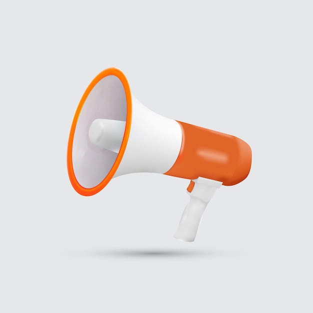 Vector vector realistic illustration of orange megaphone on a white background