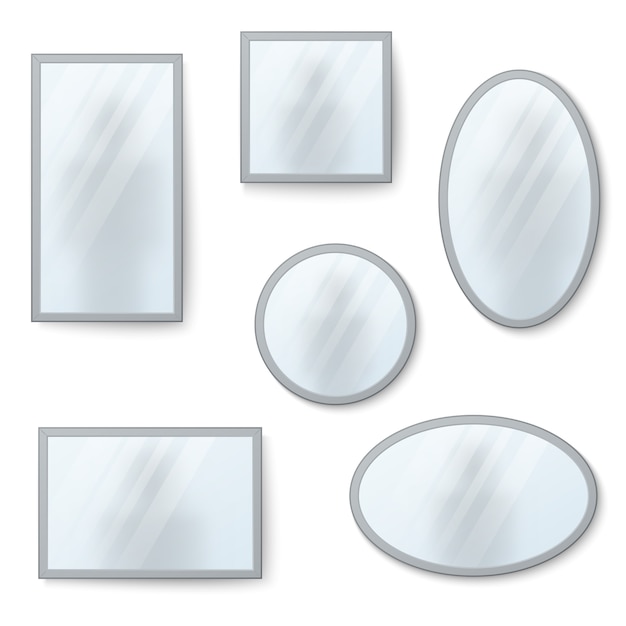 Vector vector realistic mirrors set with blurry reflection