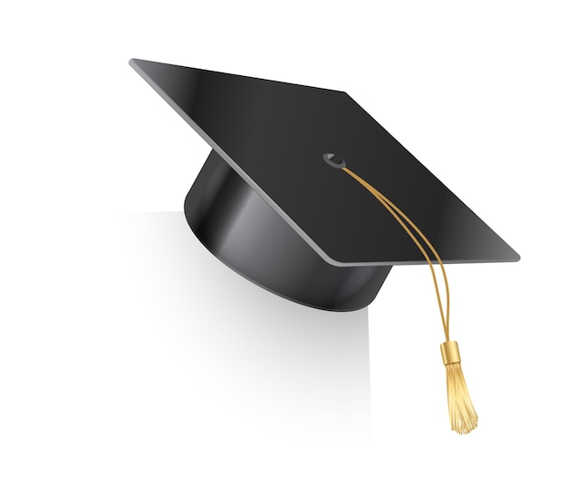 Premium Vector | Vector realistic mortar board hat with golden tassel ...