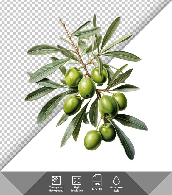 Vector realistic olive branches on transparent background