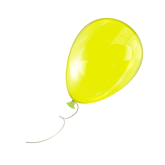 Vector realistic one shiny yellow balloon isolated on a light background