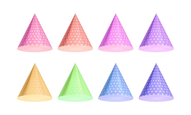 Vector vector realistic party hat set collection 3d vector illustration isolated on white background