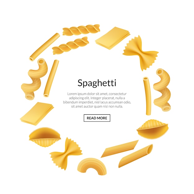 Vector realistic pasta types banner