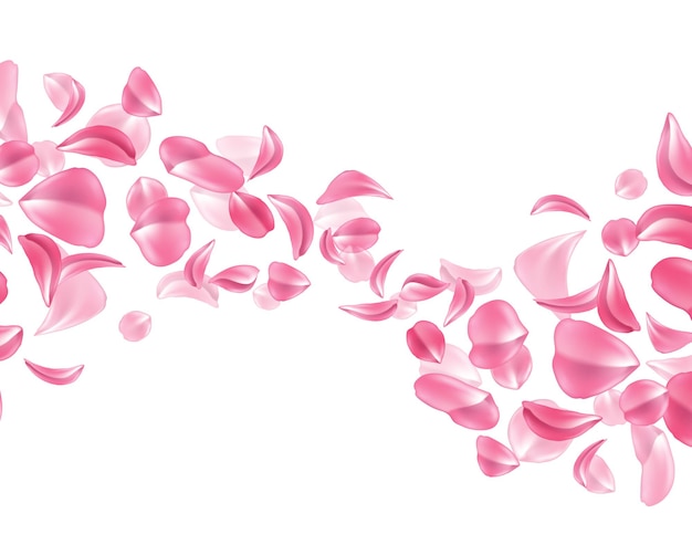 Vector vector realistic pink rose cherry sakura petal wave background