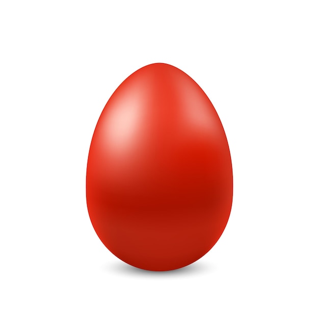 Vector realistic red egg isolated Happy easter egg on white background Holiday decoration