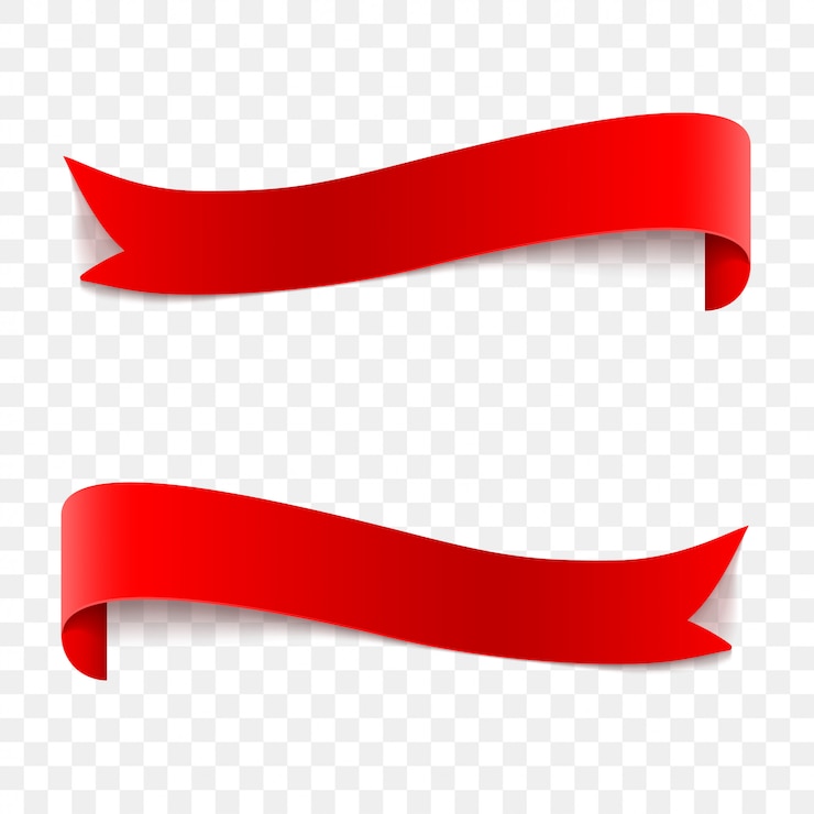 Vector vector realistic red glossy vector ribbons on transparent 